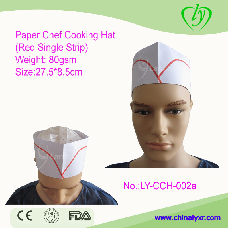 Einweg-Papier Chef Cooking Hat (Red Einzel-Streifen)
