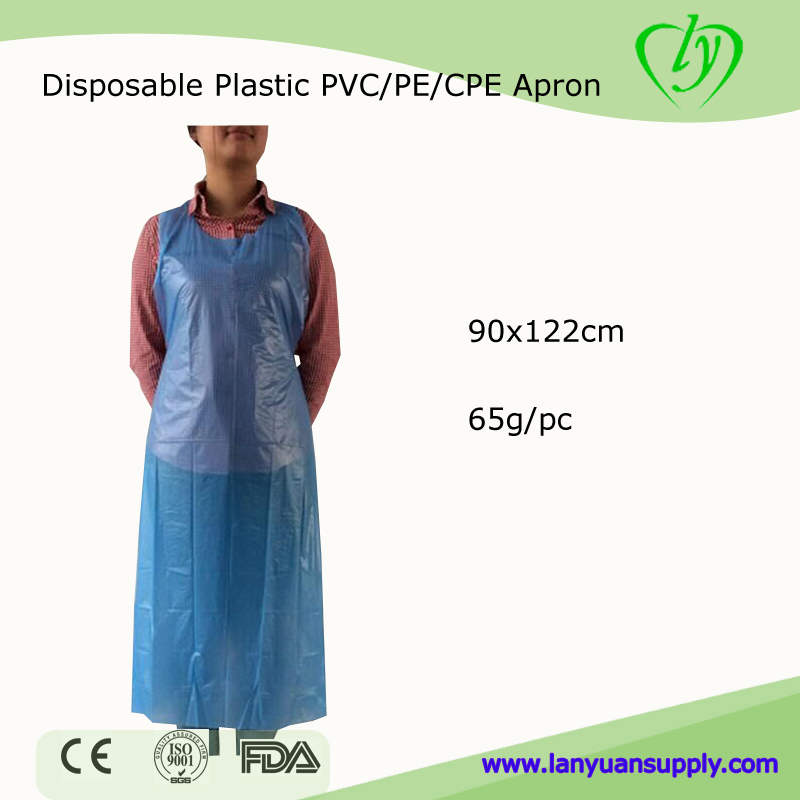 Disposable Plastic PVC Apron Cooking Apron in Blue Color