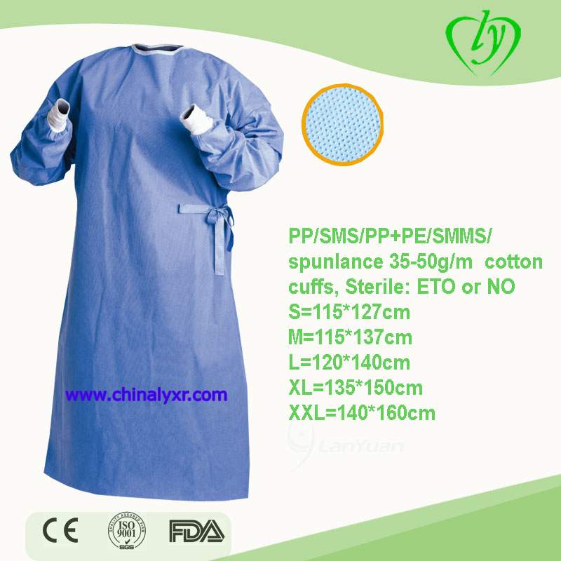 Einweg-chirurgisches Kleid SMS / SMMS nicht gewebtes chirurgisches Kleid