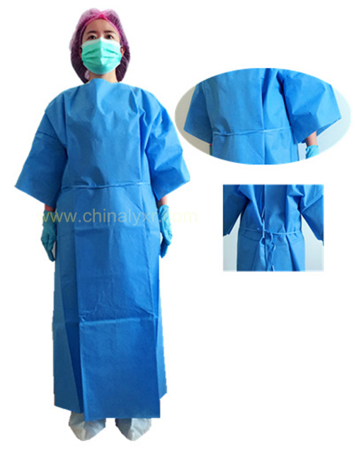 Vestido quirúrgico desechable para pacientes quirúrgicos con manga corta