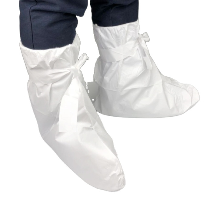 LY Disposable White Sf PP Nonwoven Dust-Proof Boot Covers with Tie Medical Laboratory Use