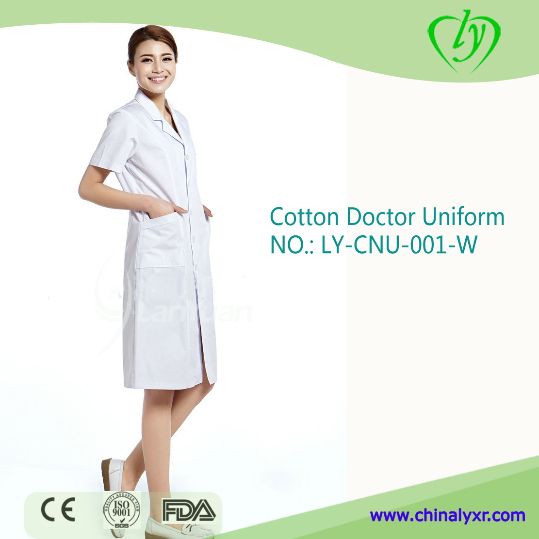 LY White Cotton/Polyester Doctor Uniform