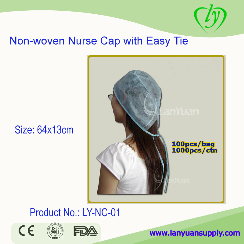 Non-woven Nurse Cap with Easy Tie