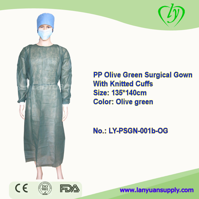 Non-woven disposable Isolation Gown with Knitted Cuffs