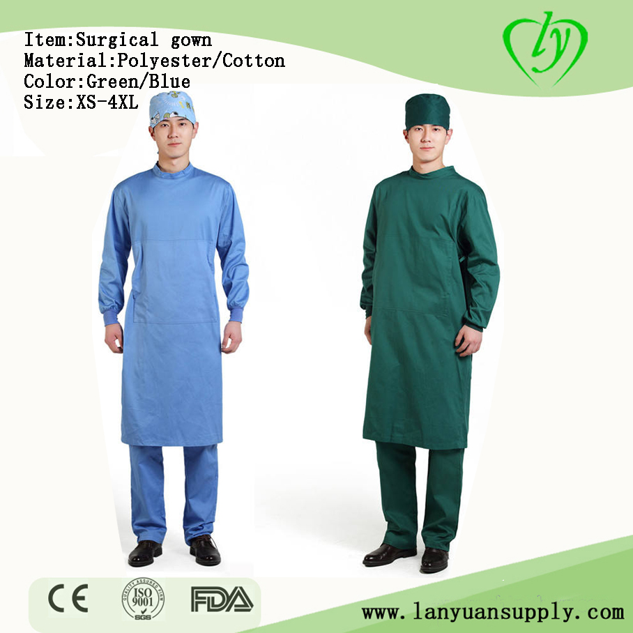 OEM Wholesale 100% Cotton Reusable Reinforced Medical Surgical Gown