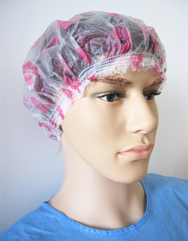 PVC Single-Layer Disposable Shower Hat  with Printing