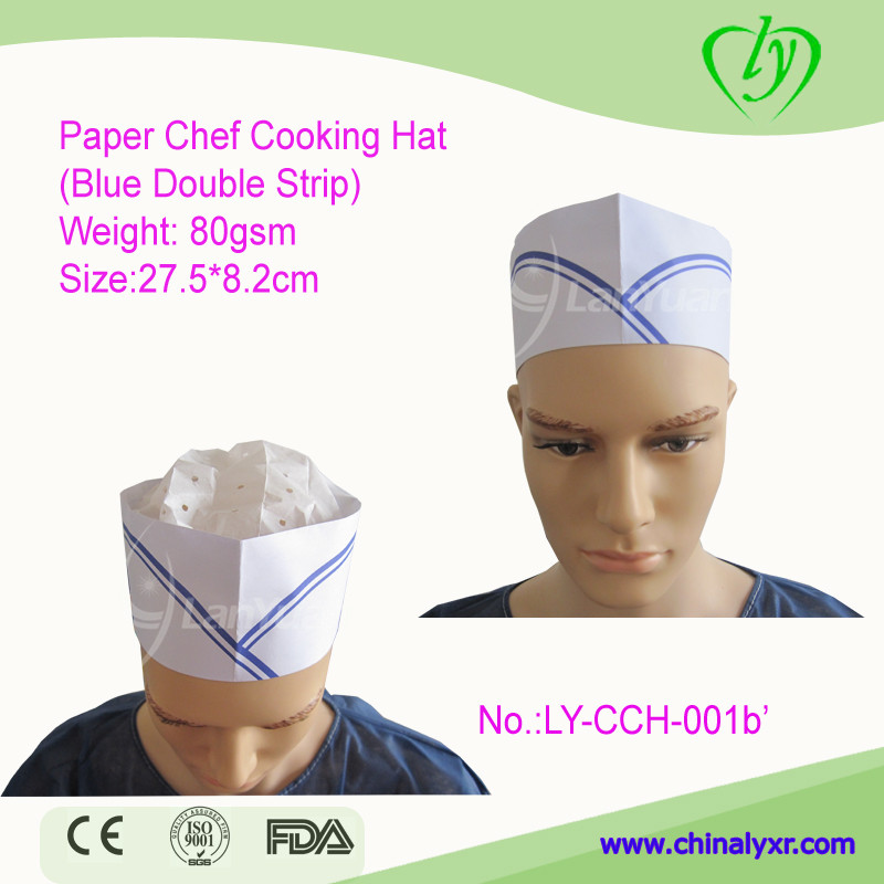 Paper Chef Cooking Hat (Blue Double Strip )