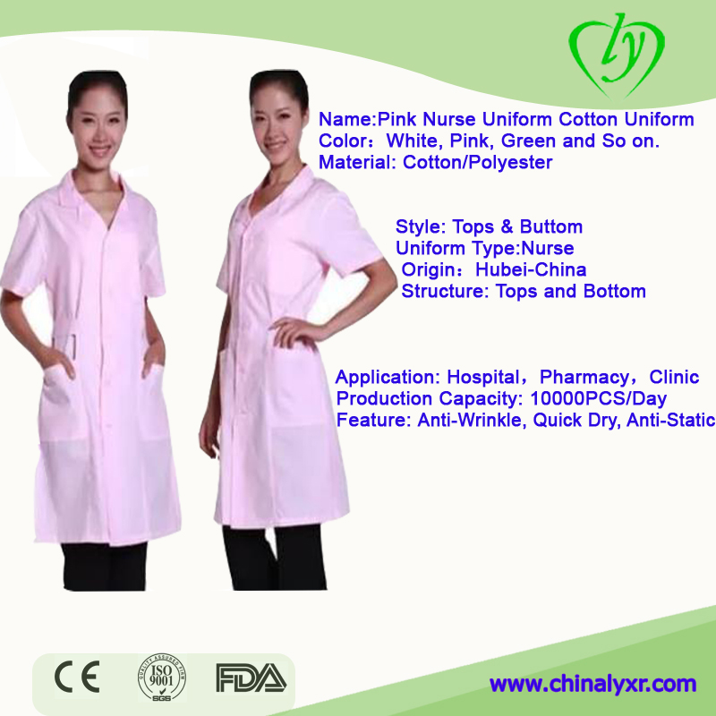 Uniforme d'infirmière en coton rose