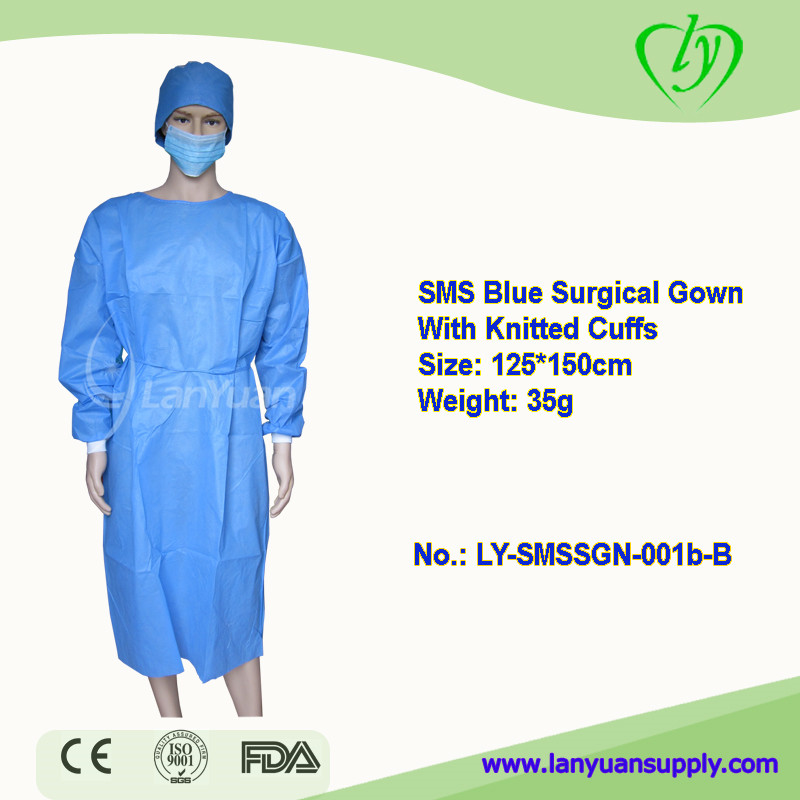 SMS Синий Хирургическая платье с трикотажными манжетами