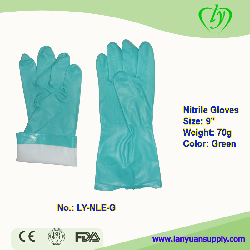 Wear Resistance Green Nitrile Gloves