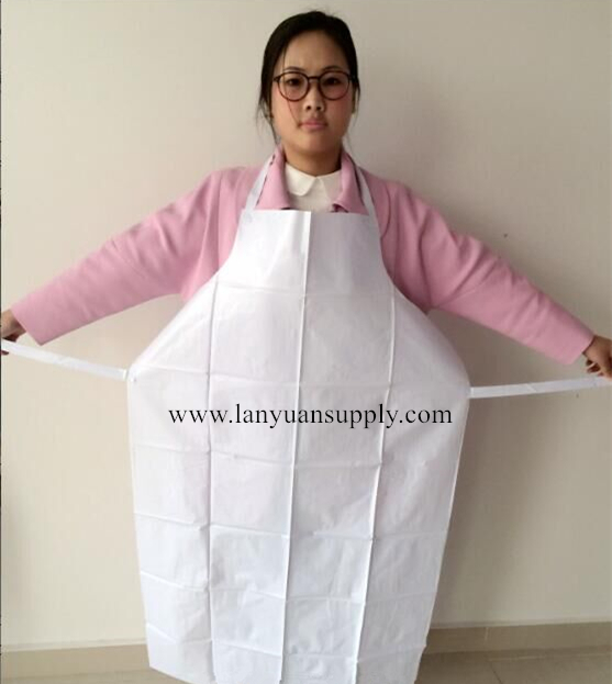 White PVC Cooking Apron with Welding Ties