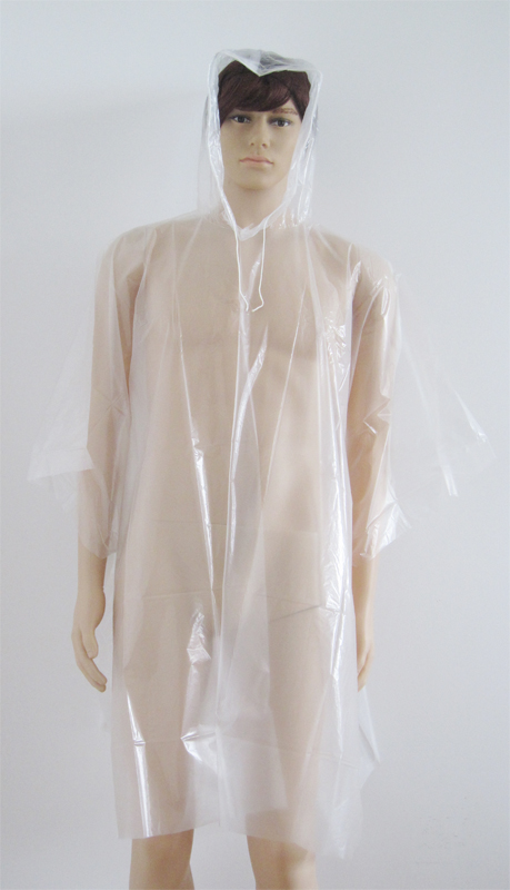 With Handy Hood Transparent Plastic Rain Suit
