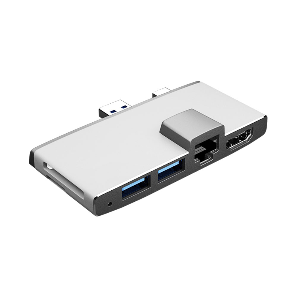 6 in 1 USB Hub Docking with Ethernet And USB Ports For Surface Pro Via USB3.0 & Mini DP Double Interface