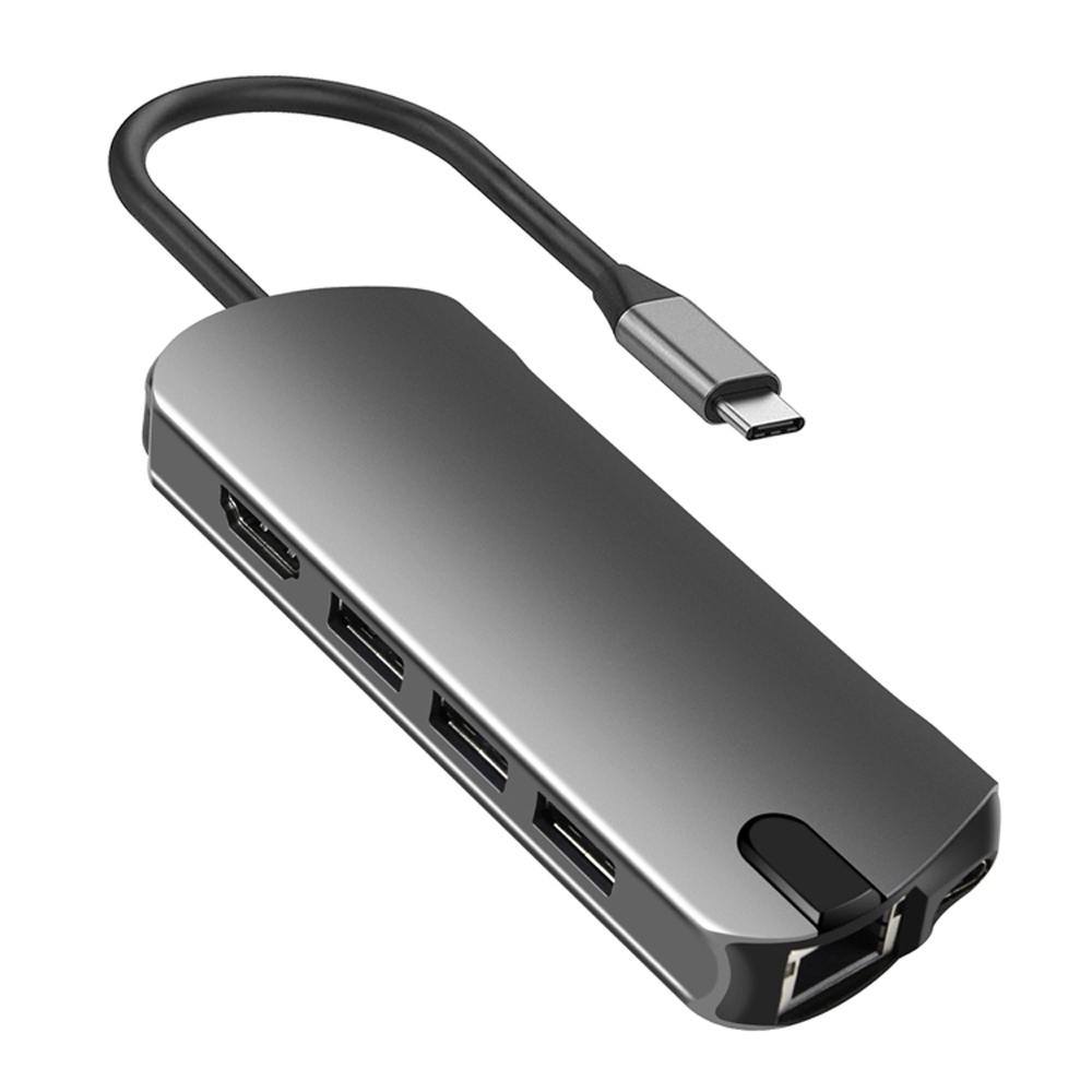 E-Sun 8 in 1 Type C USB C Hub Docking Adapter to 3.0 USB 4K UHD RJ45 SD&TF Card HUB For Type C Laptop