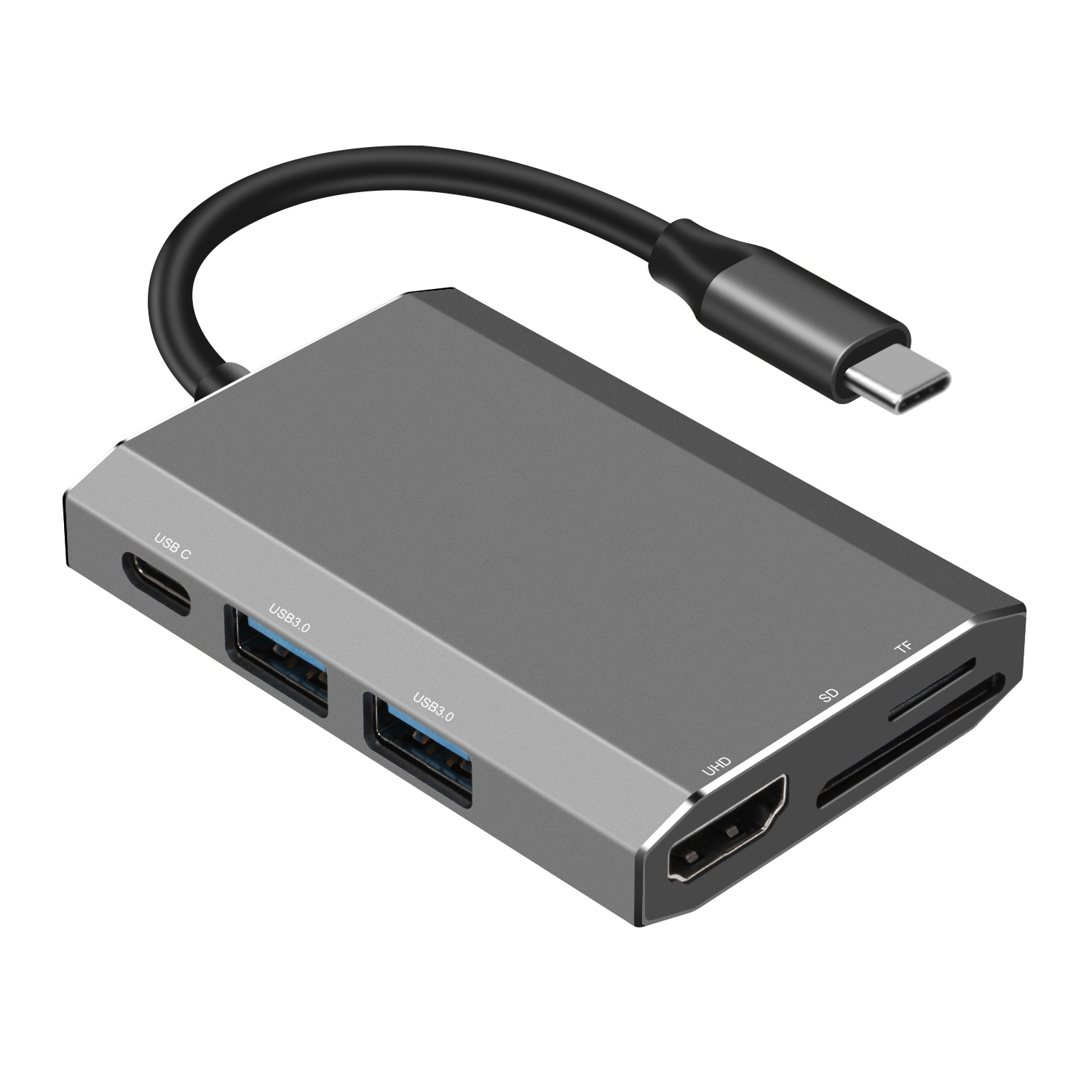 Multiport E-Sun 6 in1 tipo C per macbook con lettore di schede SD e TF, 4K UHD e adattatore docking USB tipo C 3.1 USB C HUB