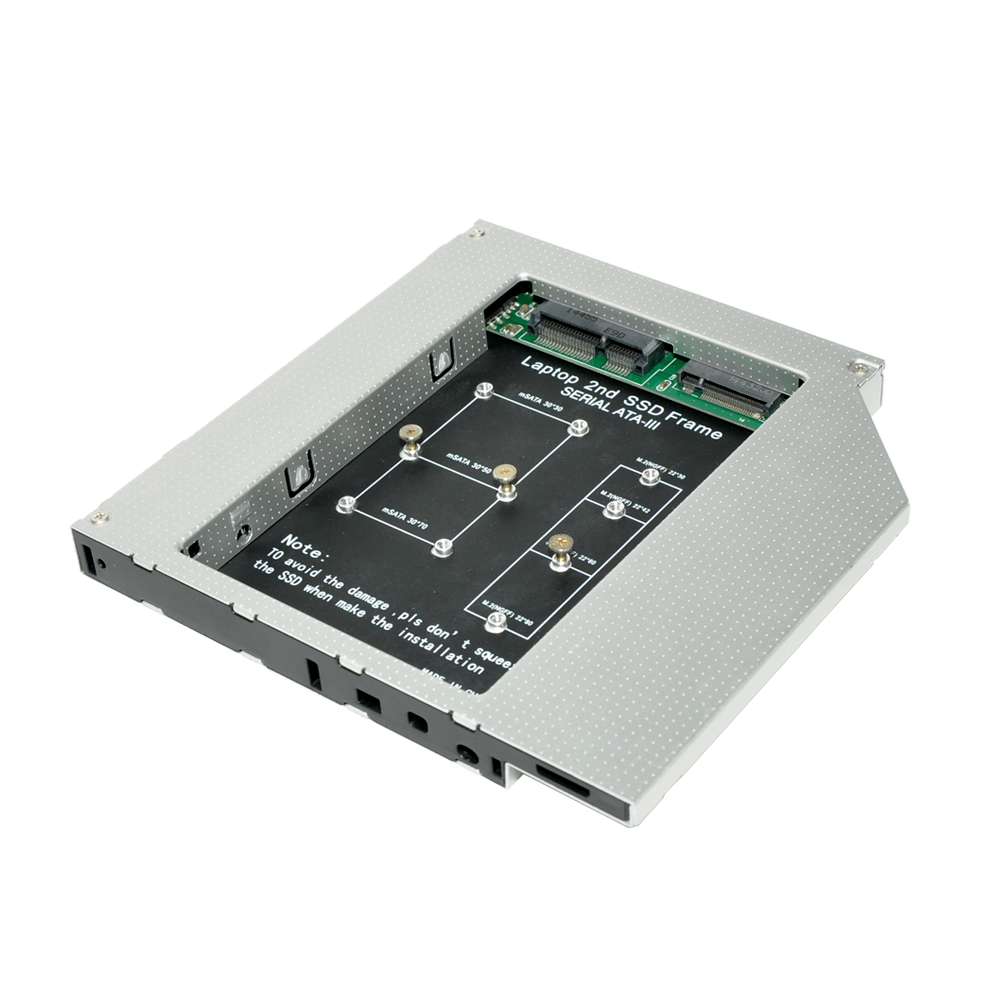 HD1206-MN 2nd HDD Caddy With mSATA SSD Card and  NGFF SSD Card