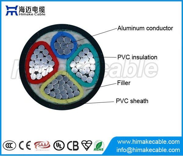 معزول الألومنيوم موصل PVC والمغلفة كابلات كهرباء 0.6 / 1KV