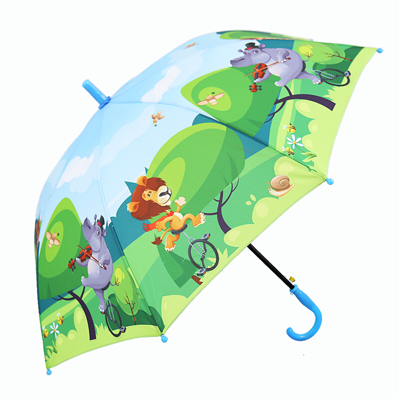 19inch Auto Open  High Quality Safe Plastic Curved Handle Children Umbrella