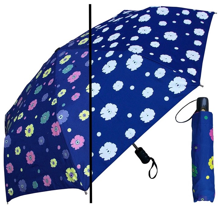 カスタムロゴレディース日焼け止め黒コンパクト自動オープンクローズ3折りたたみ傘