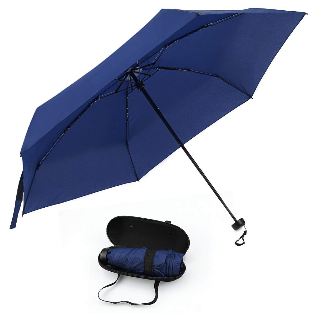2019 promocional 19 "6 k ligero compacto manual pequeño mini 5 paraguas plegable de viaje con estuche