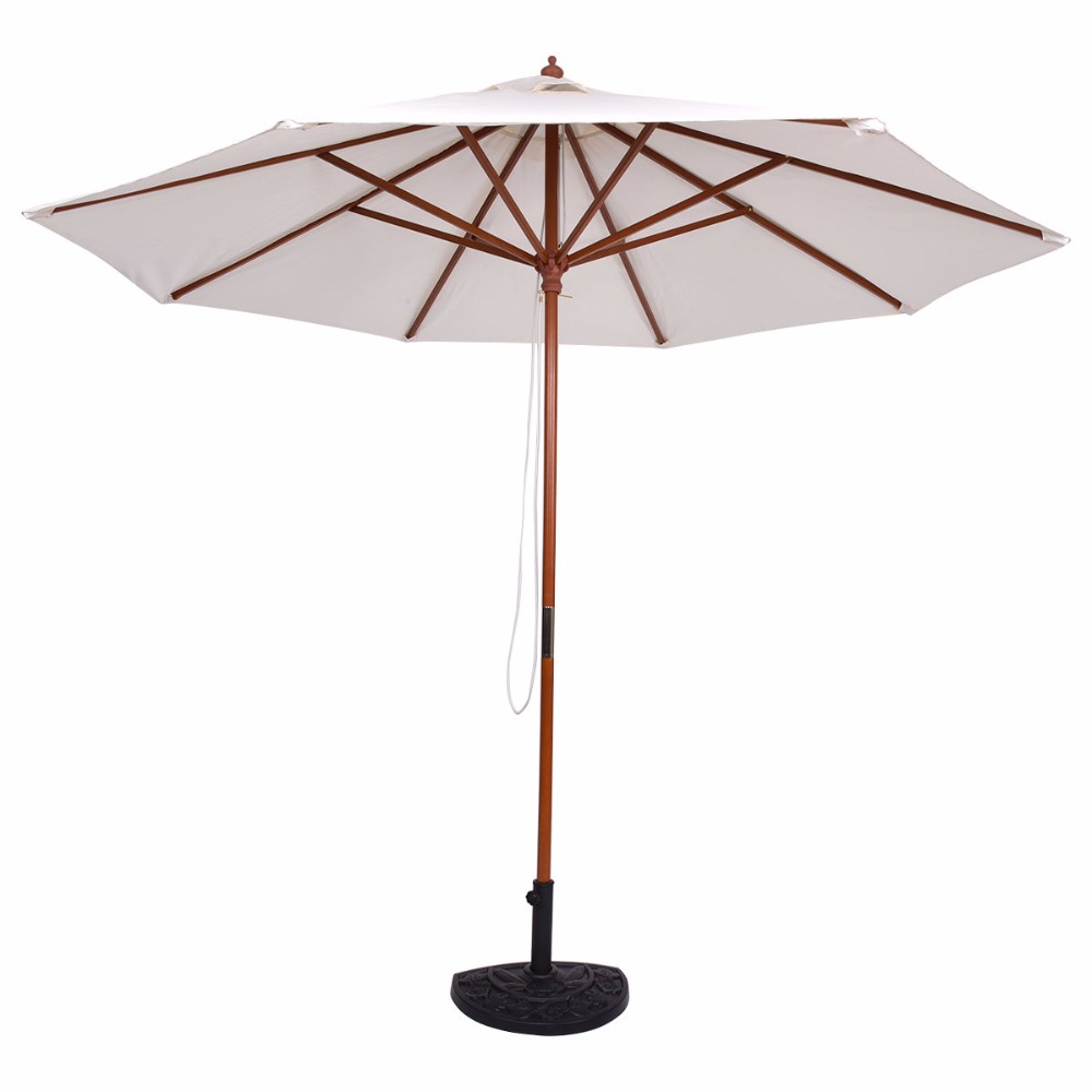 9ft Adjustable Wooden Garden Umbrella