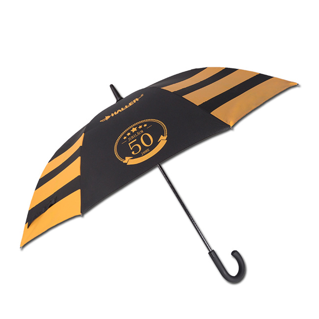 Werbung Promition Straight Windproof Fiberglasrahmen Rubber J Griff Stick Umbrella