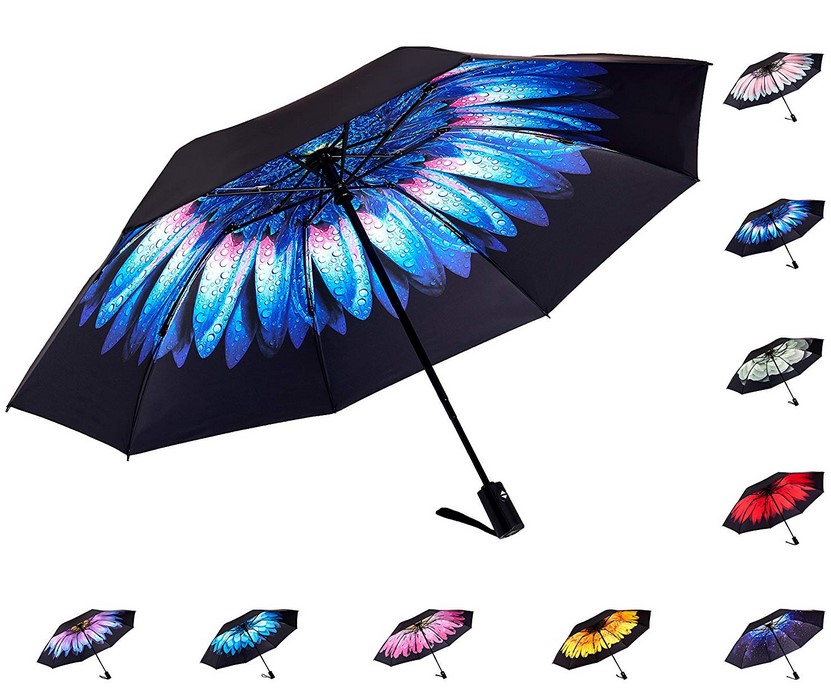 모든 날씨 야외 자동 열기 및 닫기 여행 비 접는 우산