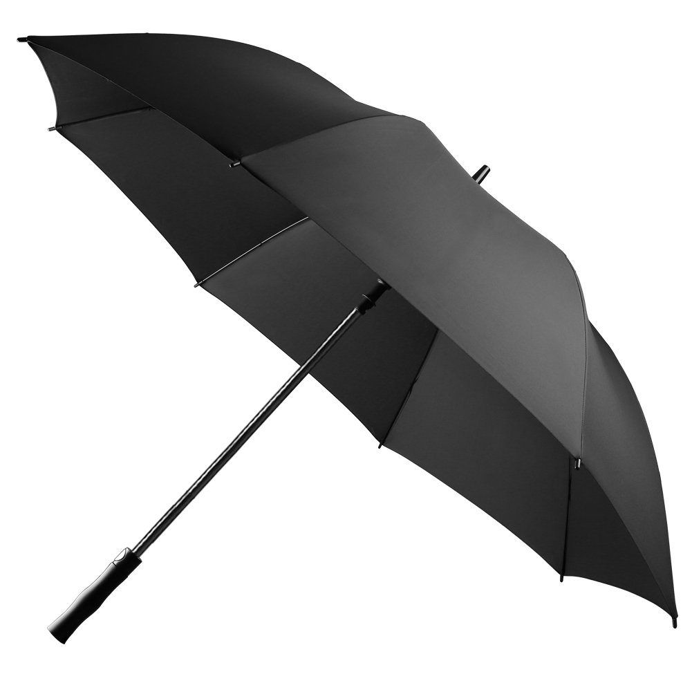 Chinese Fabriek 60 Inch Winddichte Extra Grote Waterdichte 8 Ribben Automatische Open Golfstok Zwarte Paraplu