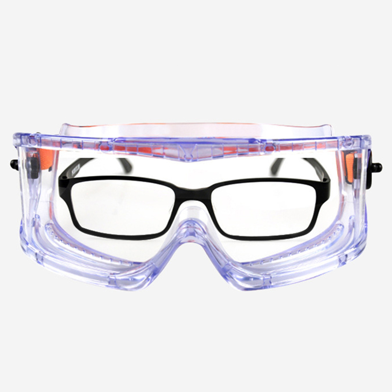 透明的防雾防刮擦环绕式镜片防滑安全眼镜，可调节的防护透明护目镜