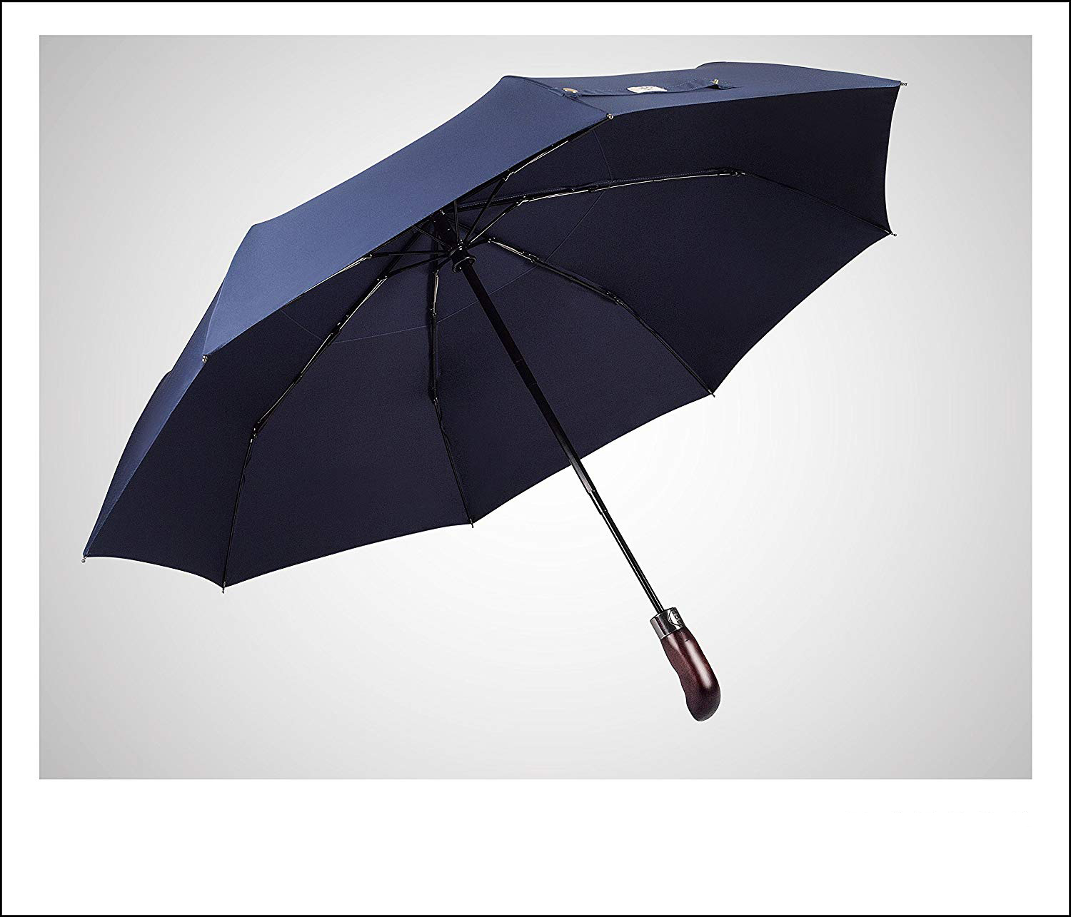 로고 인쇄를 가진 주문 완전히 자동적 인 나무로되는 손잡이 3 배 두 배 닫집 우산