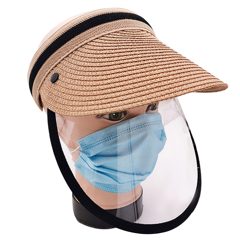 Face mask shield with straw hat