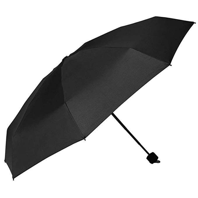 공장 낮은 MOQ 검정 foldable 우산 3 겹 우산 수동 열려있는