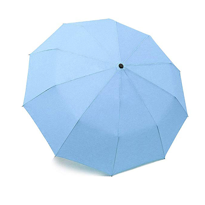 Venta caliente de la fábrica al por mayor azul brillante a prueba de viento completamente automático abierto 3 paraguas de lluvia plegable