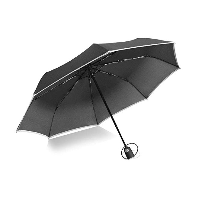 Dobra jakość Wiatroodporny parasol podróżny OEM Automatycznie otwieraj i zamykaj 3 składany parasol z paskiem odblaskowym