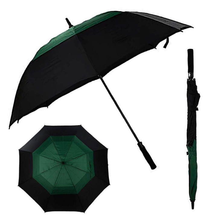 Buen artículo para anunciar paraguas de golf de doble caonopía resistente al viento duradero y fácil de abrir