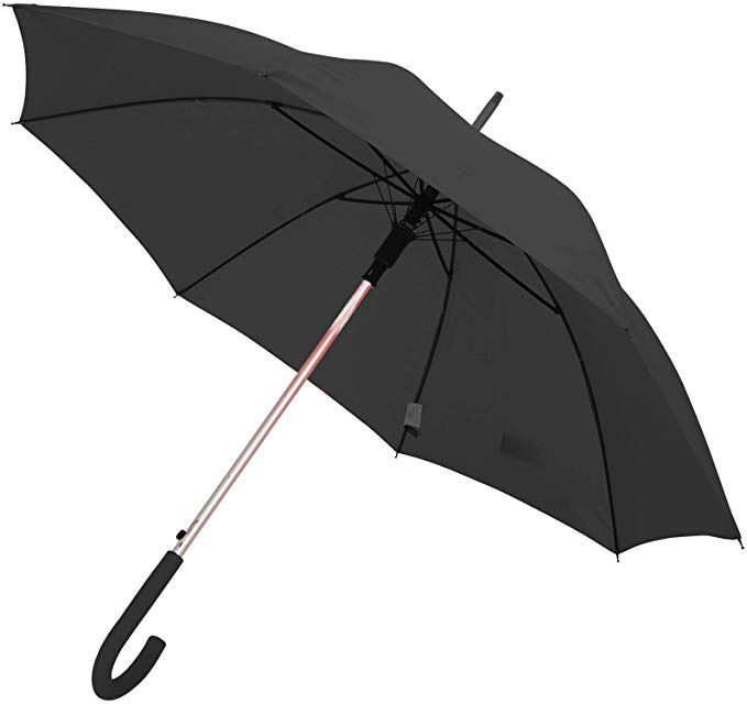 Paraguas de palo de mango de agarre de goma con eje de aluminio abierto automático de alta calidad