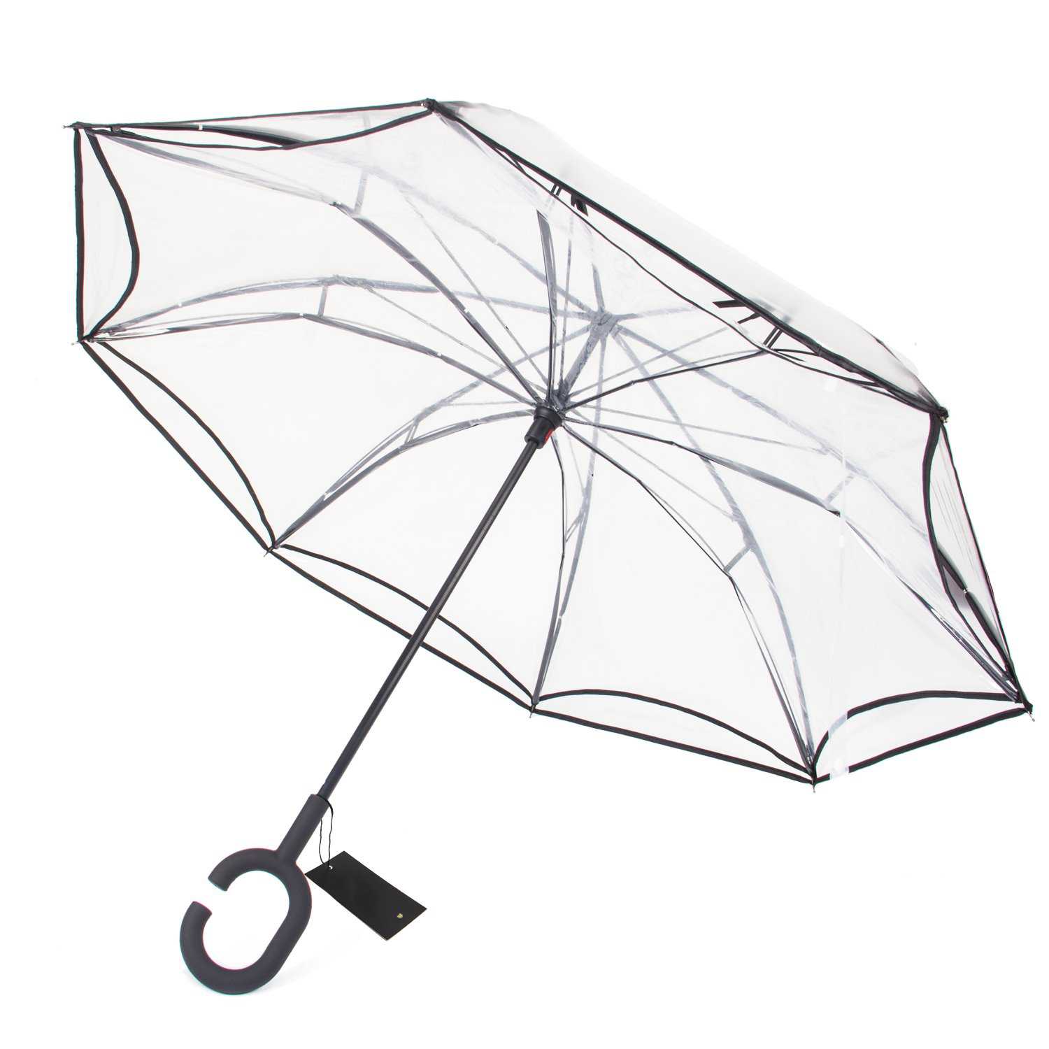 Parapluie extérieur de POE extérieur de pluie de double couche de haute qualité de voitures inversées avec la poignée en forme de C