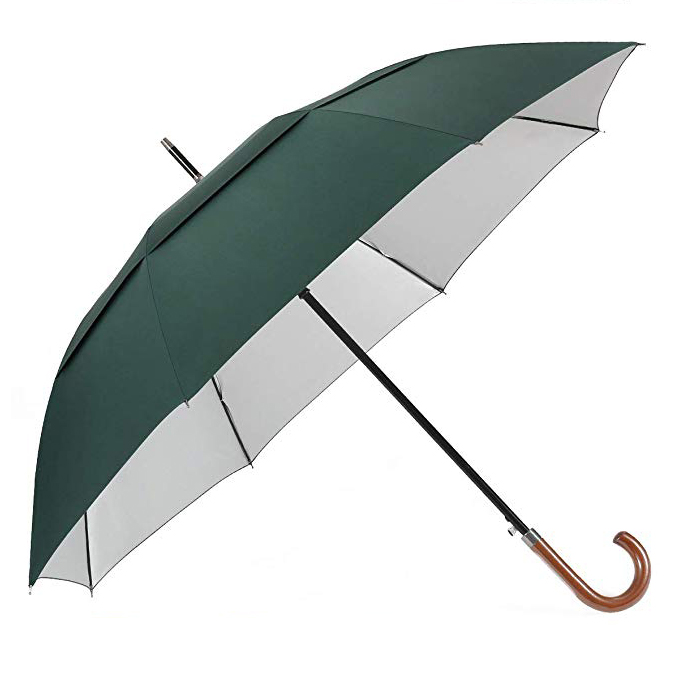 Alta calidad grande 54/62 pulgadas Auto abierto UV protección solar doble toldo ventilado a prueba de viento clásico palo paraguas