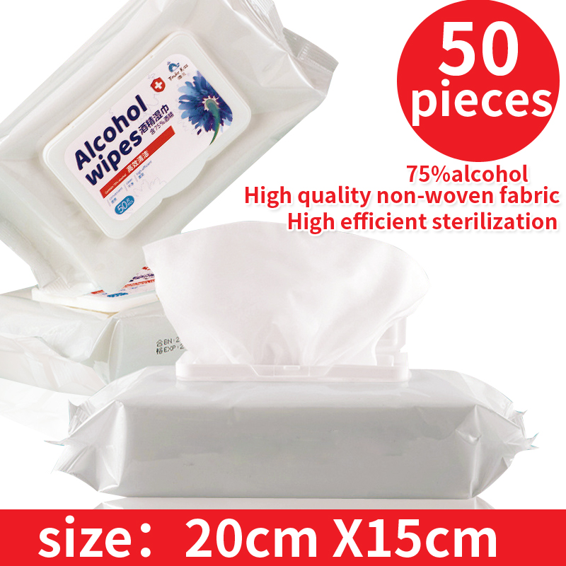 Household Skin Care Cleaning Wipes 50Pcs Hand Wet Tissue 75% Alcohol Wipes