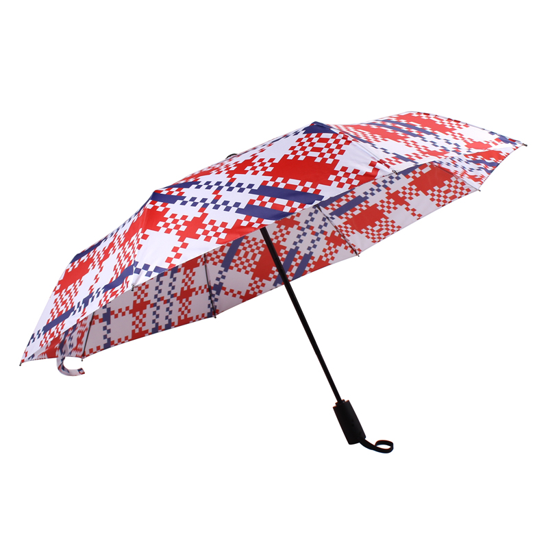 Neues Design Mode Benutzerdefinierte Print Auto Öffnen und Schließen 3 Falten Compact Umbrella