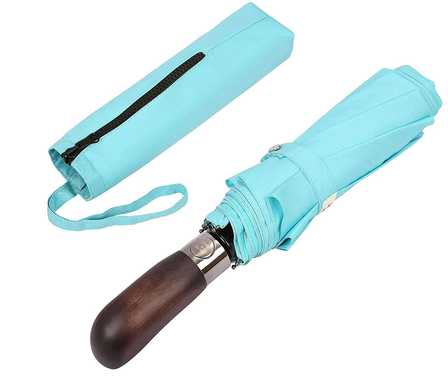 Premium automatisch open en dicht geventileerde winddichte dubbele parasol reisparaplu met echt houten handvat