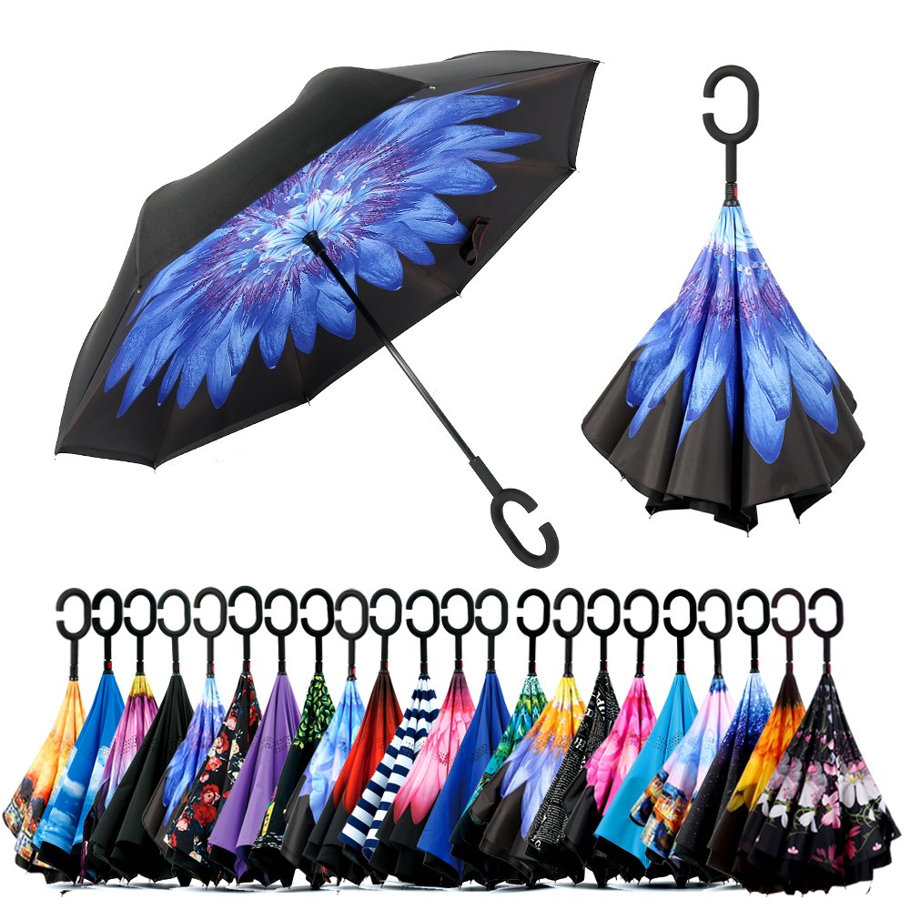Promocyjny tani parasol Parasol odwrócony odwrócony parasol z podwójną warstwą tkaniny