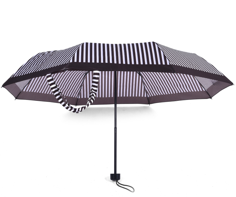 Bolsa de compras raya marrón supermini paraguas plegable con mango de plástico negro