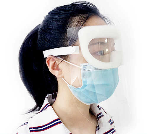 Voorzie een gezichtsmasker voor medische bescherming met oogbescherming
