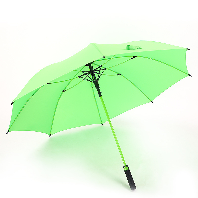 Wholesale Straight auto umbrella Logo Printed 8rib windproof straight umbrella green