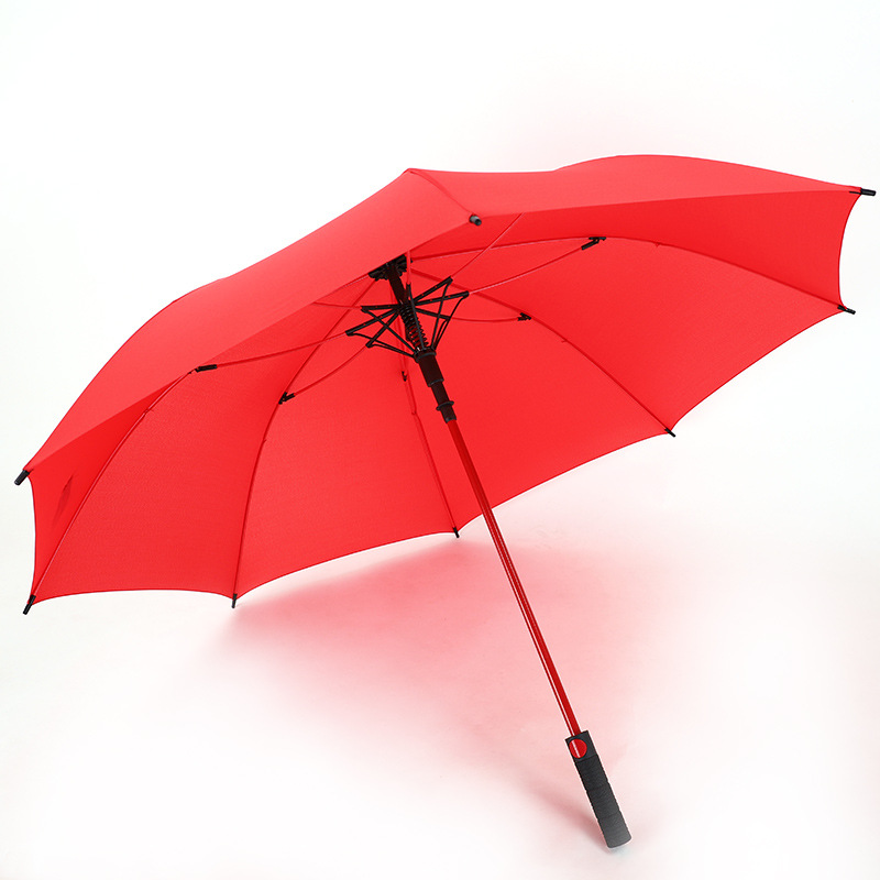 Wholesale Straight auto umbrella Logo Printed 8rib windproof straight umbrella red