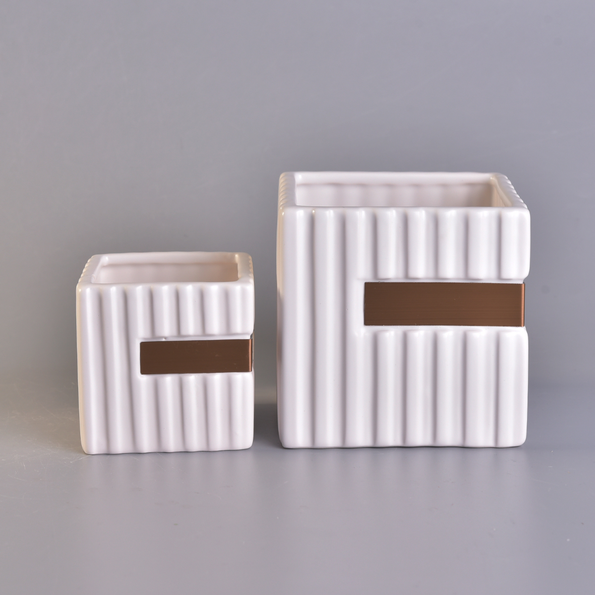 1000ml quadratische Keramik Kerzenglas White Stripes Home Decoration