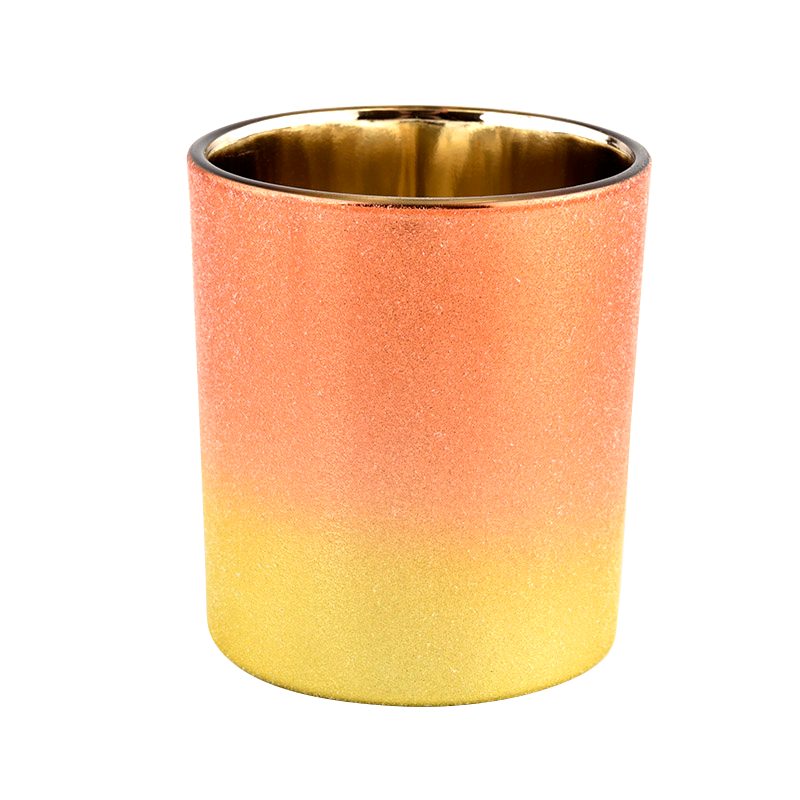 10盎司电镀玻璃蜡烛容器渐变色装饰