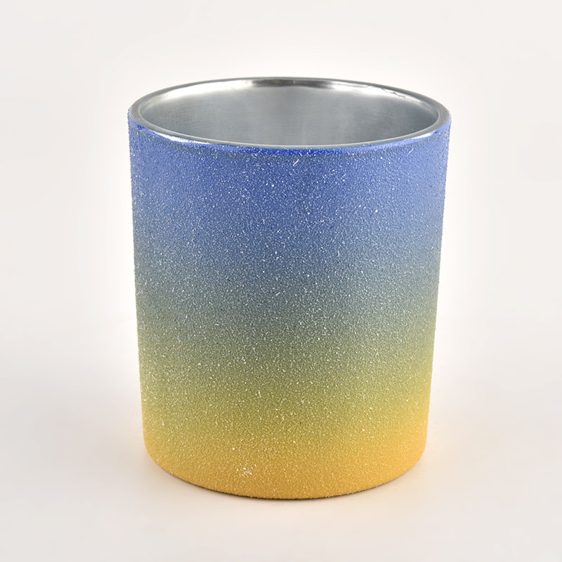 10oz Gradien Blue Color Glass Lilin Balar Untuk Hiasan Rumah Borong