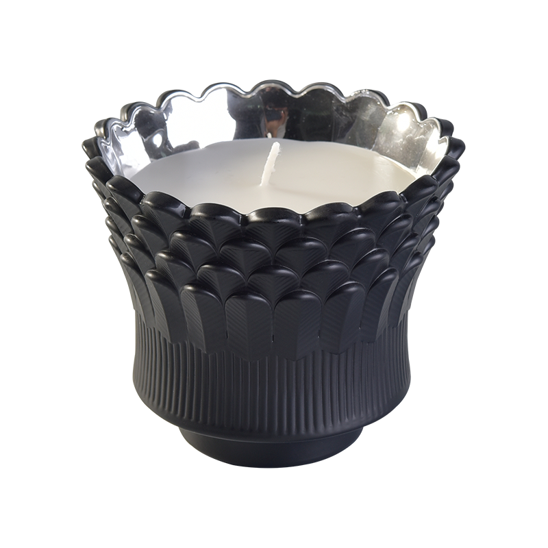 10Oz duftende Kerzenbehälter Glasgläser Feder Crown Form Design
